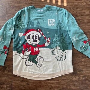 Disney Spirit Festive Mickey Sweater - Green and Red
